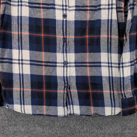 Woolrich Mens Button-Up Shirt Blue Plaid Medium Long Sleeve Chest Pockets - Picture 4 of 12